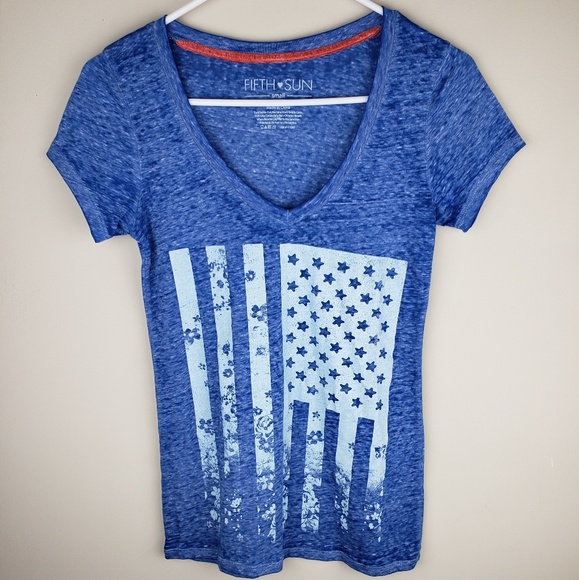 Fifth Sun Tops - Fifth Sun | Floral American Flag Graphic Tee